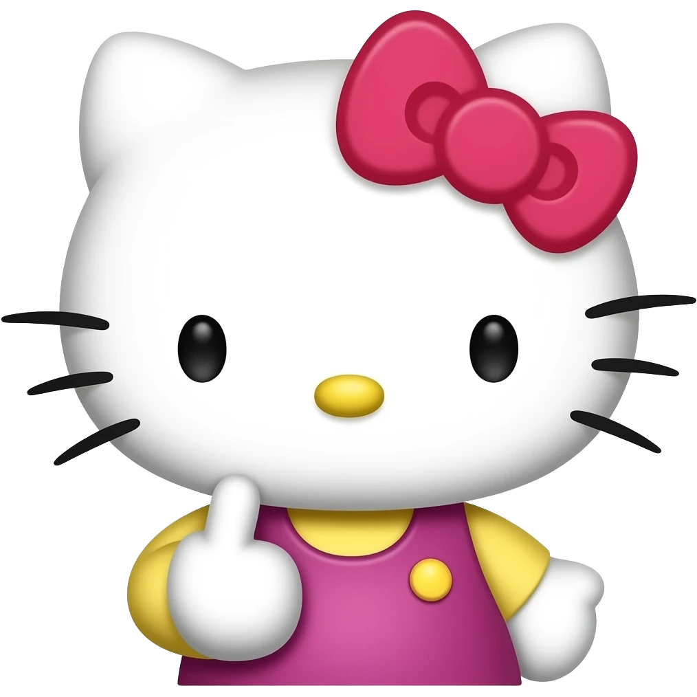 Angry Hello kitty with middle finger emoji | AI Emoji Generator