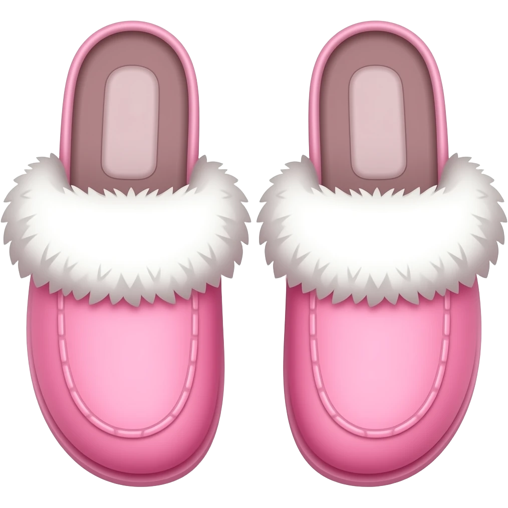 Розовые женские тапочки с белым мехом emoji