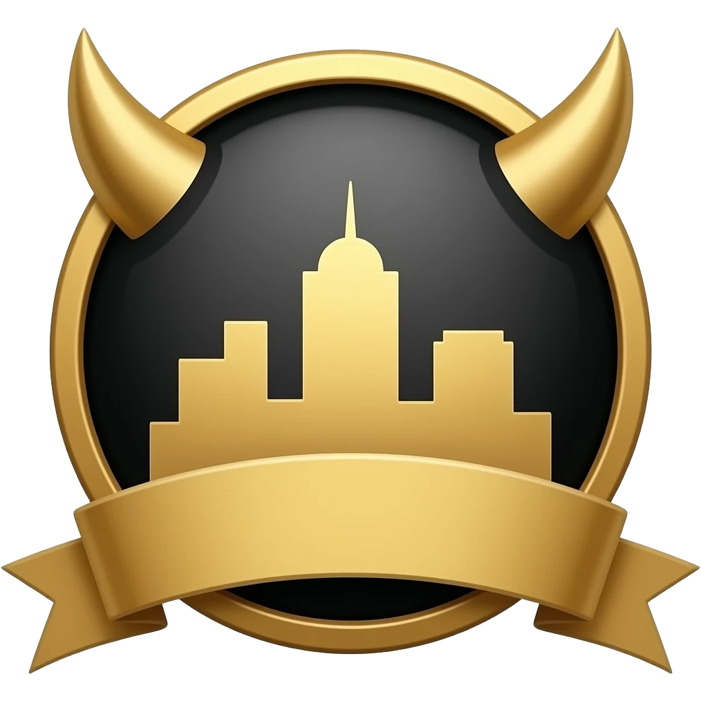 Skin city badge, devil black, and gold emoji