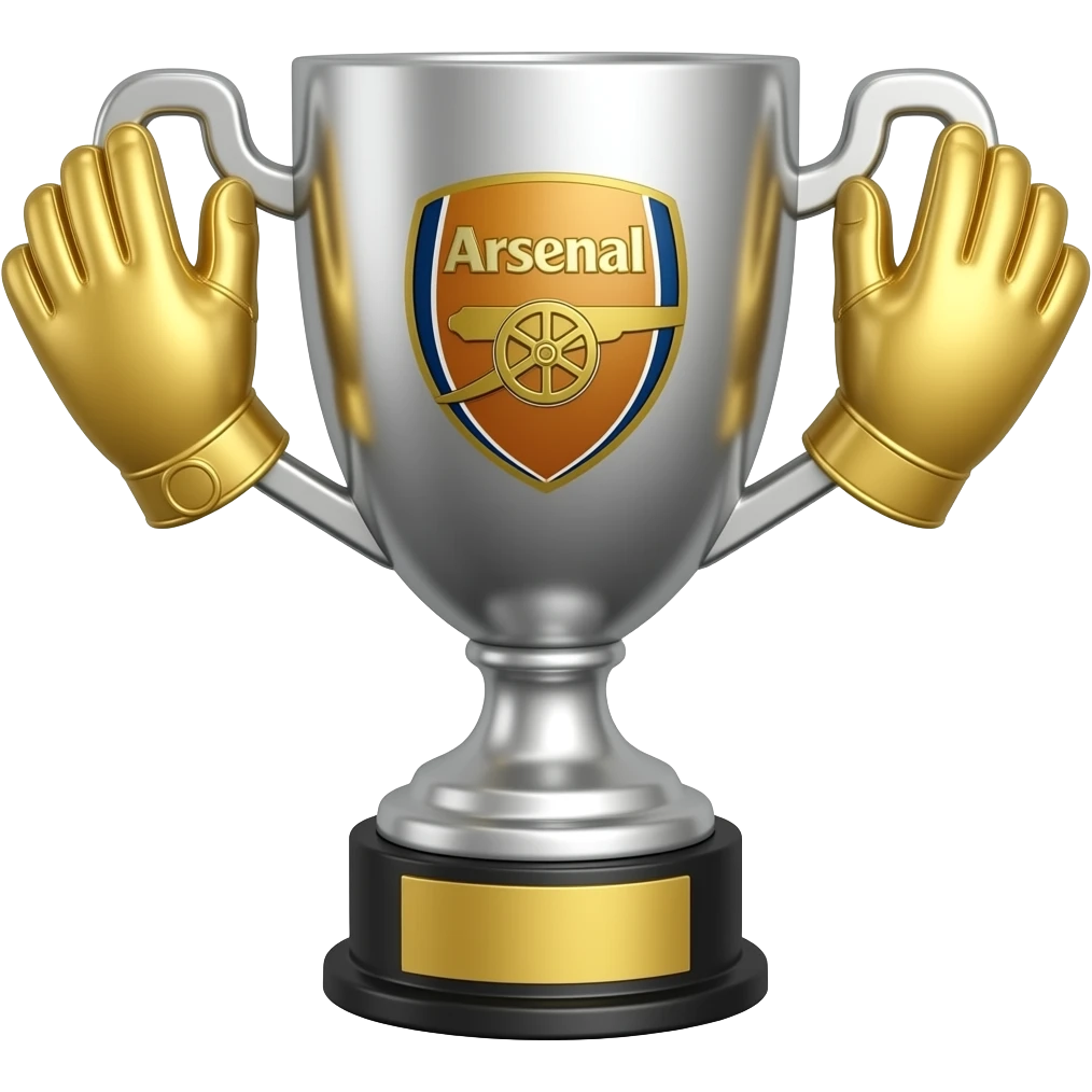 Football golden gloves award trophy with arsenal football club logo on it emoji