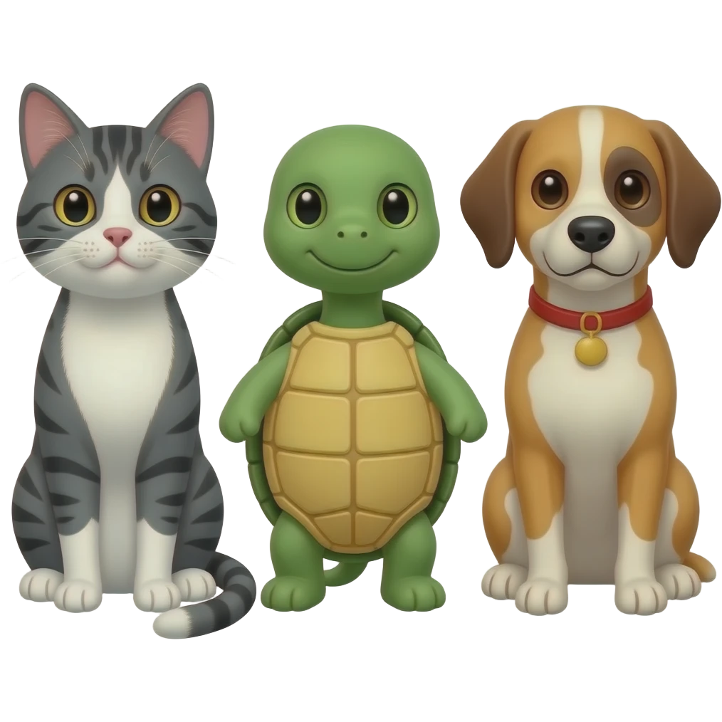 cat with a turtle with a dog with add greg emoji
