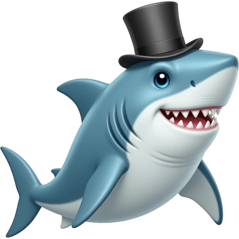 Shark with a top hat emoji