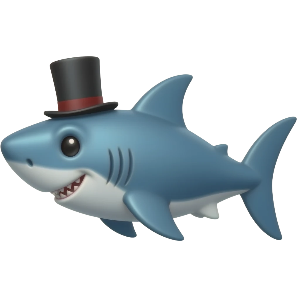 Shark with a top hat emoji