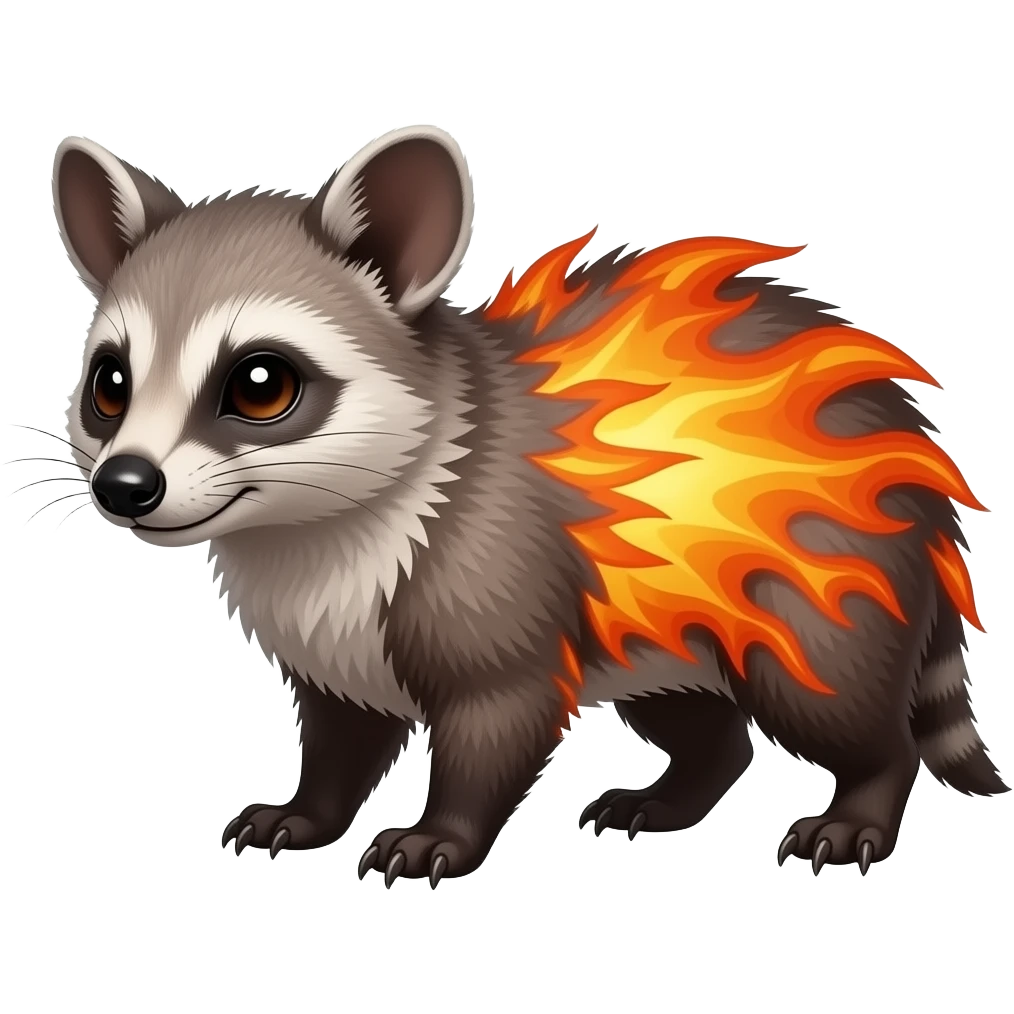 Fiery Handsome Wicked Cool Hot Edgy Badass Numbat-Trico-Civet-Vernid-fusion-hybrid-creature emoji