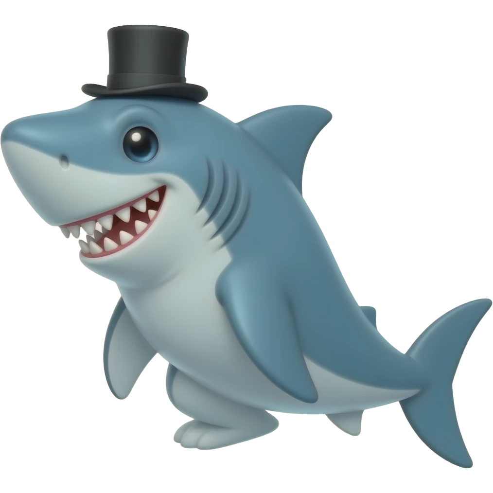 Shark with a top hat emoji