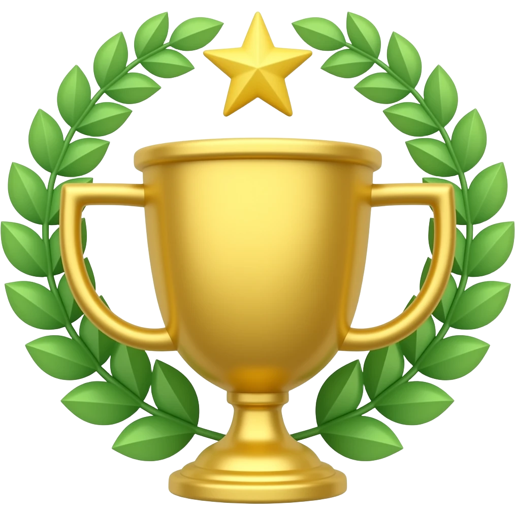 trophy with a laurel and a star on it emoji