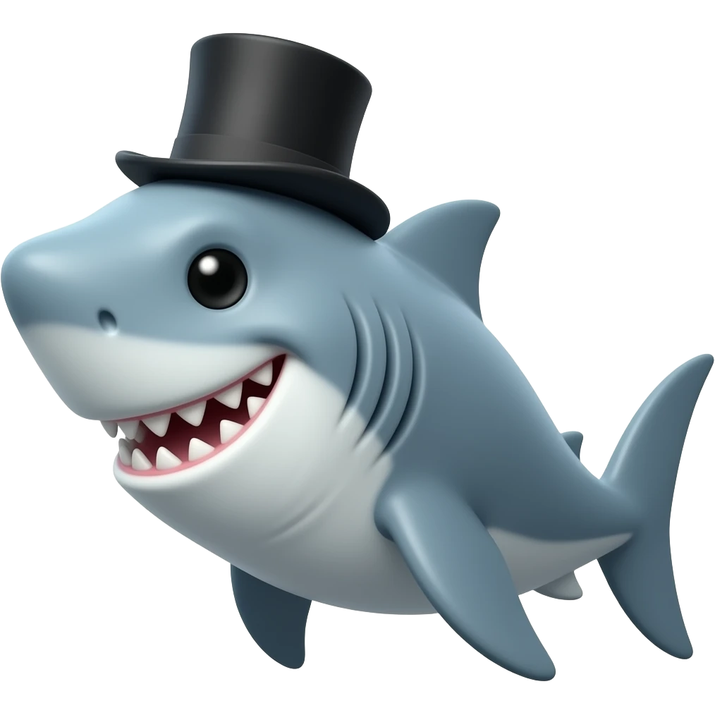 Shark with a top hat emoji