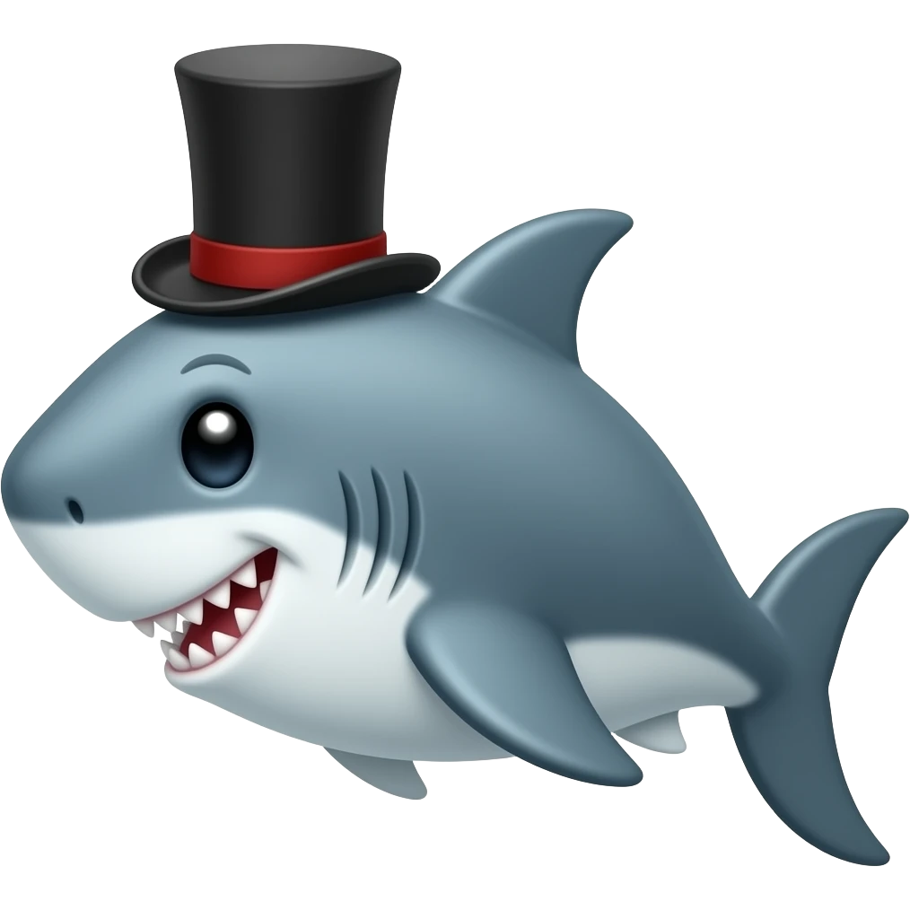 Shark with a top hat emoji