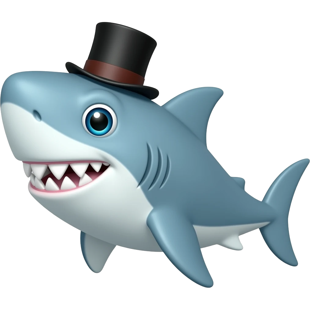 Shark with a top hat emoji