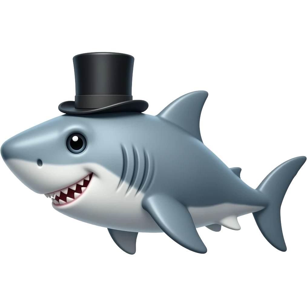 Shark with a top hat emoji