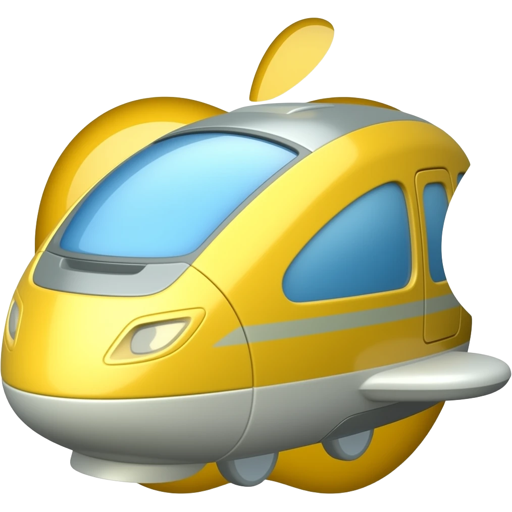 Apple emoji style yellow and blue aerodynamic design bullet train emoji