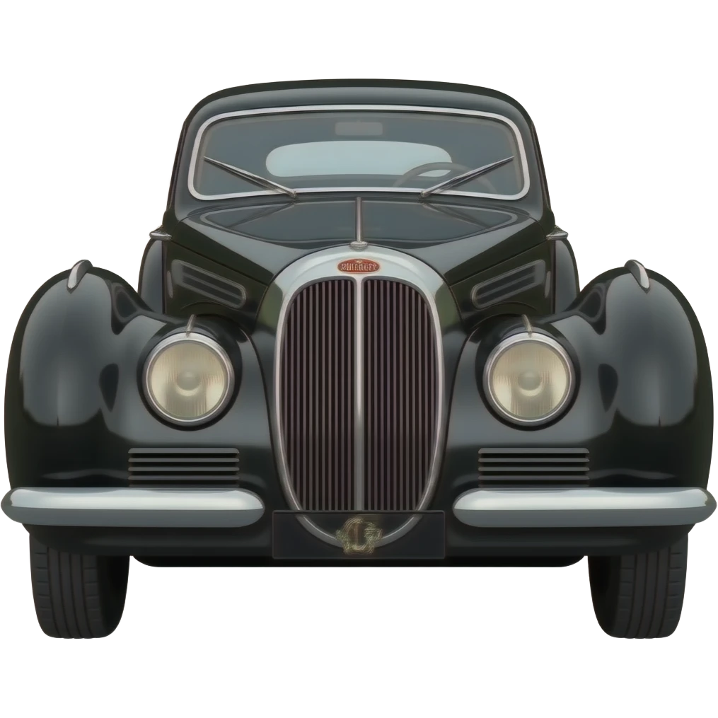 black Bugatti Type 57 S/SC Atlantic Coupé, highly detailed hyper realistic emoji