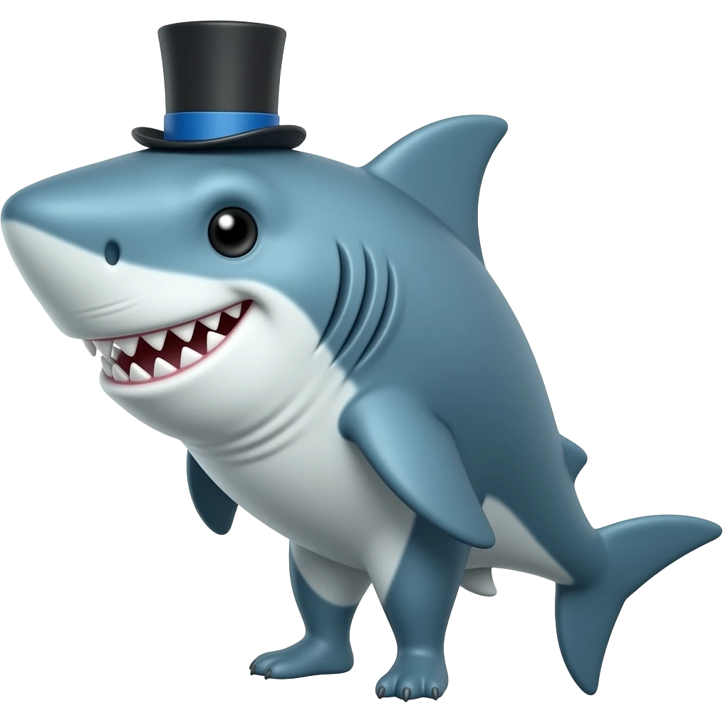 Shark with a top hat emoji