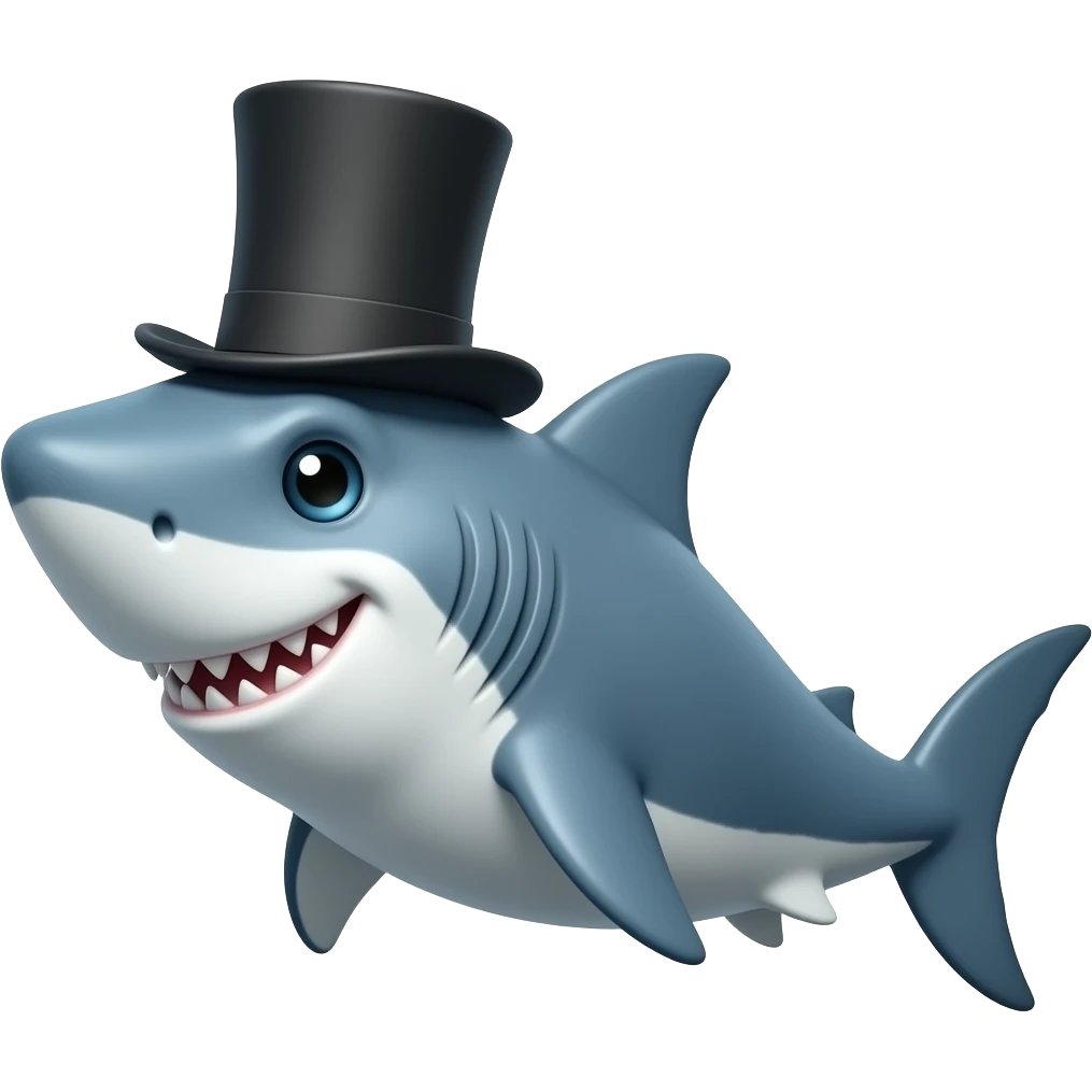 Shark with a top hat emoji