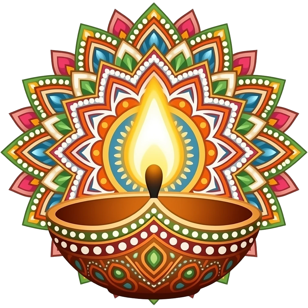Indian traditional kolam diya design element emoji