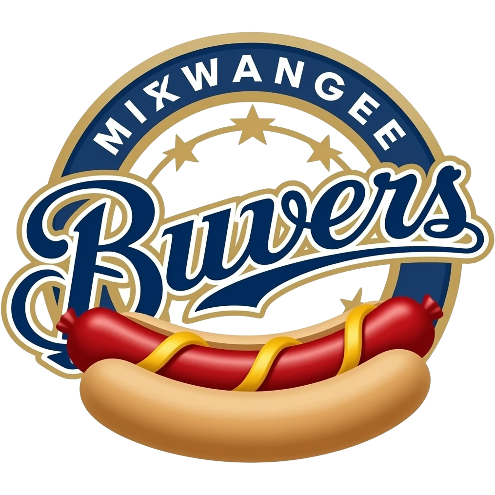 Milwaukee Brewers logo with sausage mascot emoji
