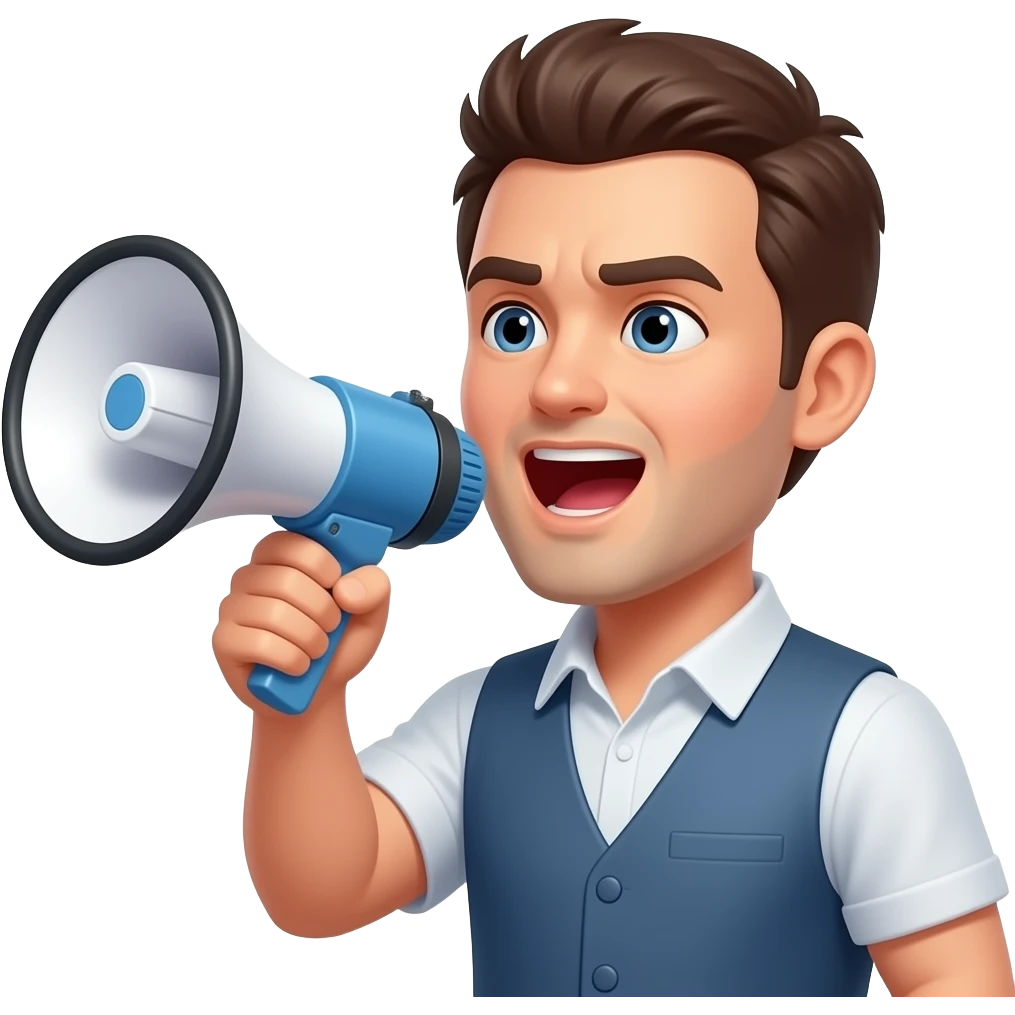 Man yelling into Loudspeaker front view emoji
