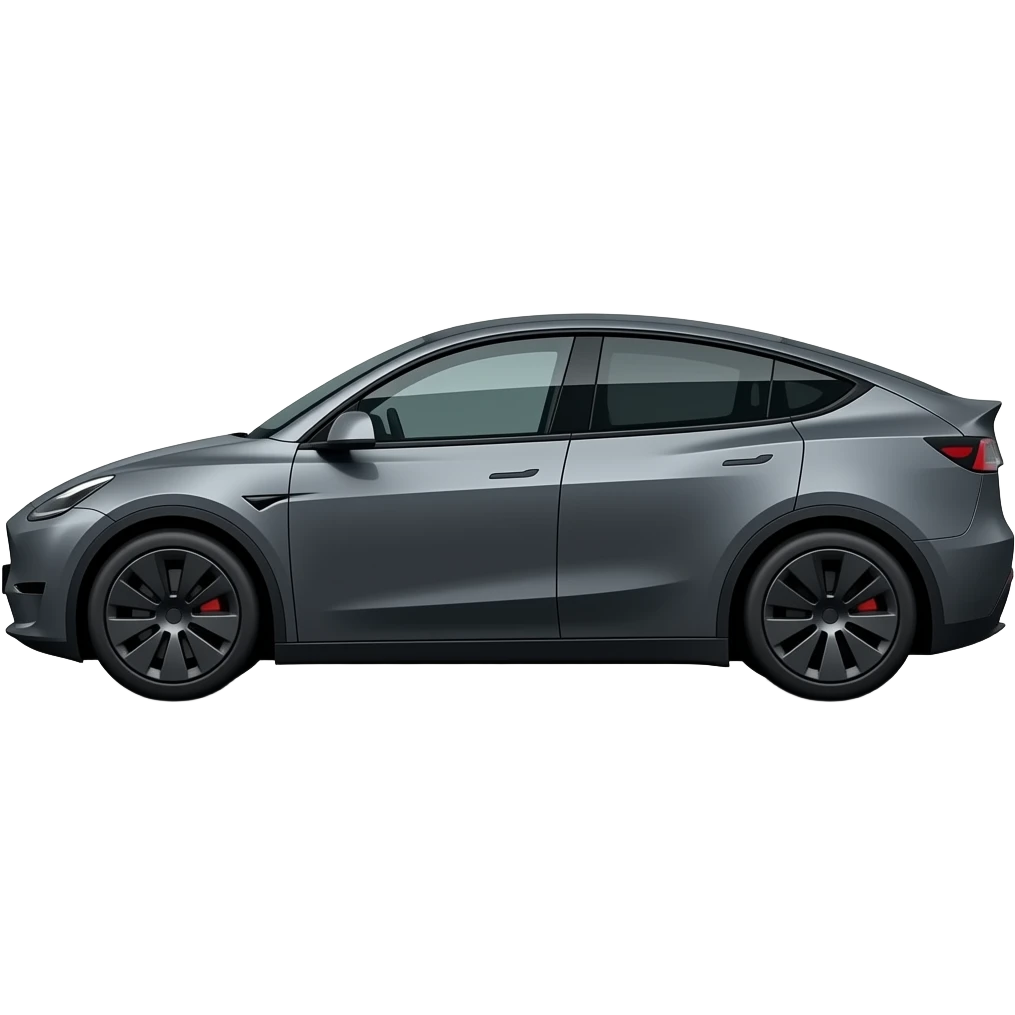 Make the color of the Tesla Model y midnight Gray and a side view of the car emoji