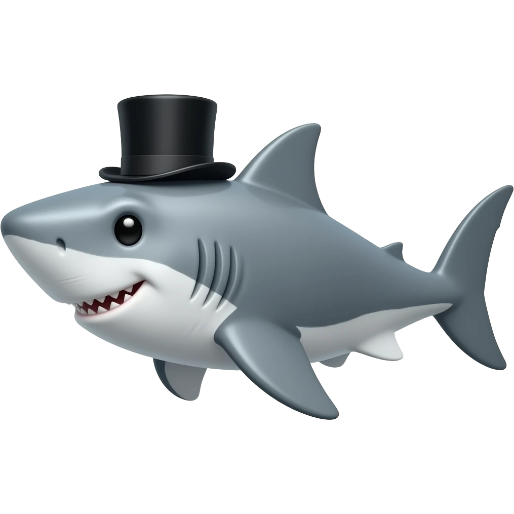 Shark with a top hat emoji