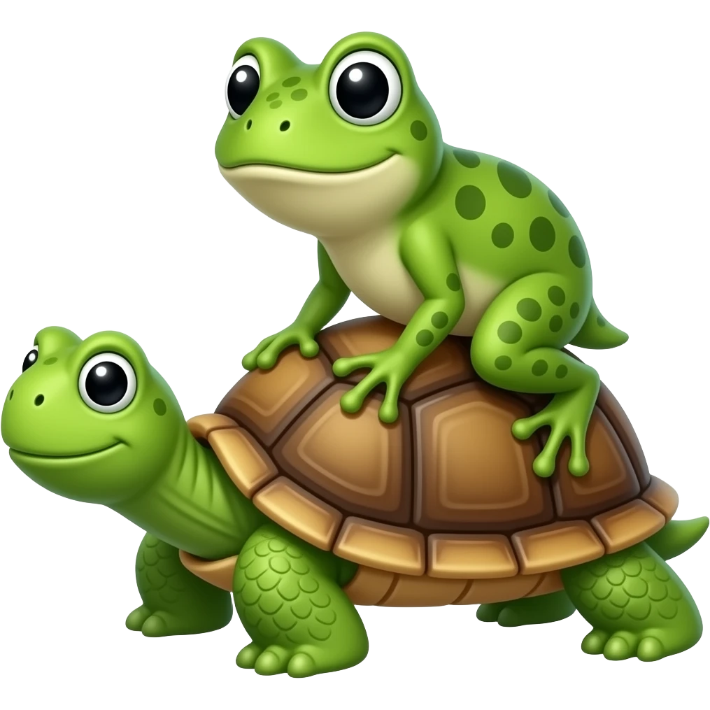 Frog riding a turtle emoji