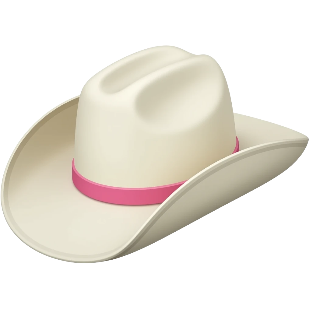 Chapéu de caubói branco de lado com faixa pink emoji