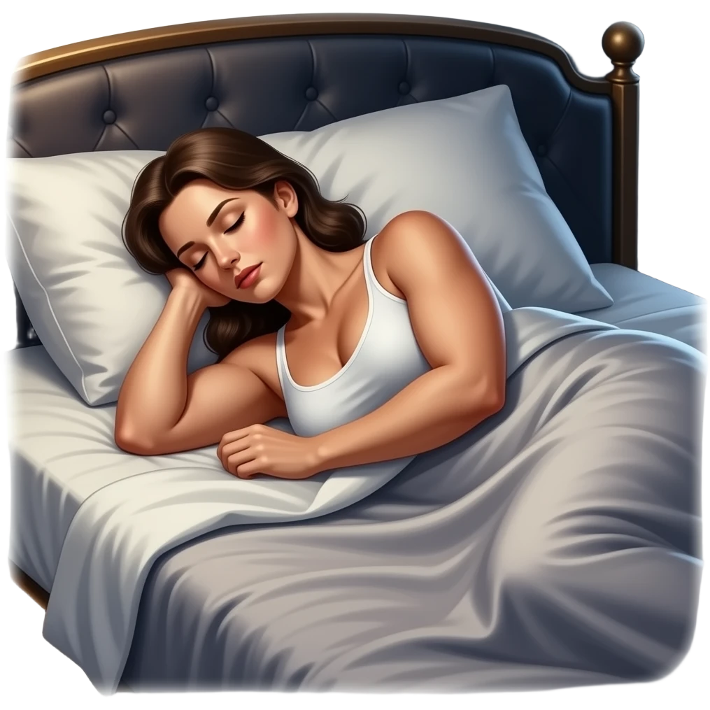 a naked muscular voluptuous woman sleeping in bed emoji