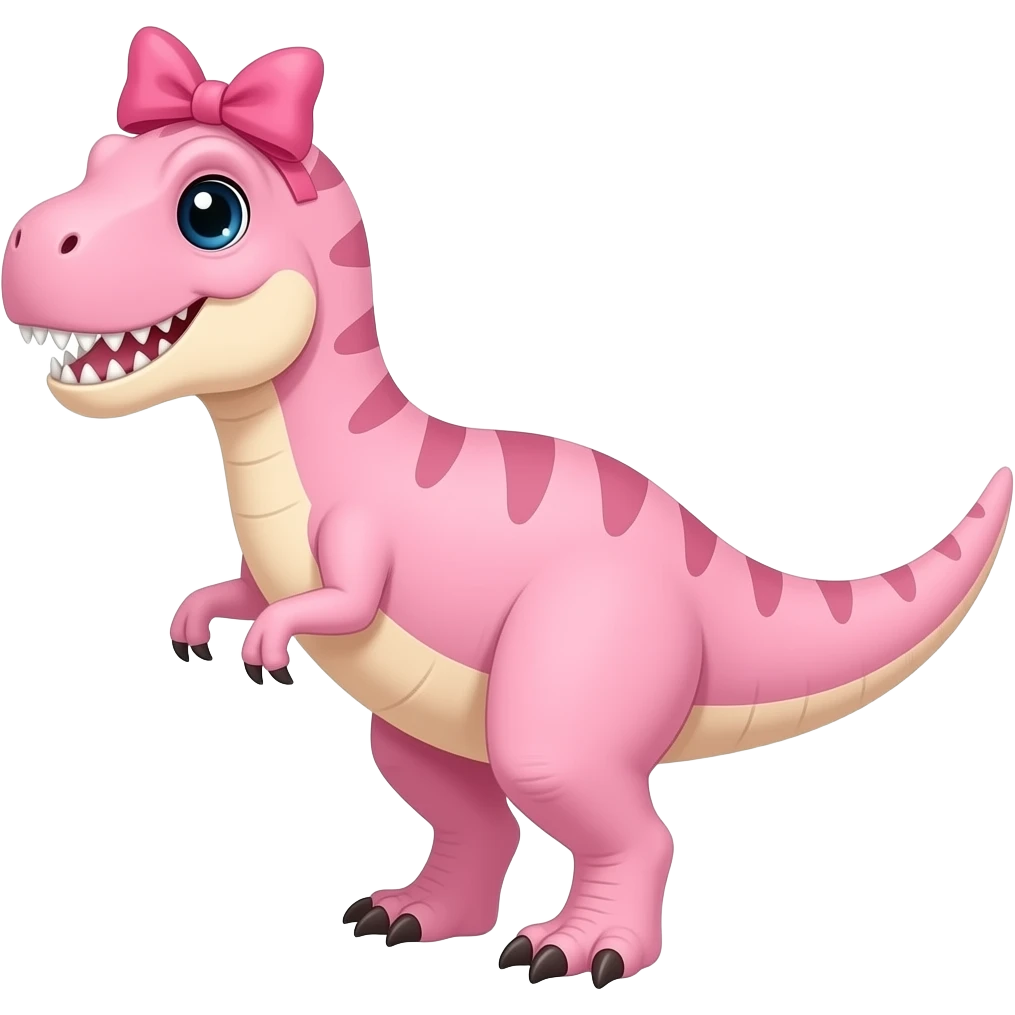 pink pastel t rex with bow on head emoji