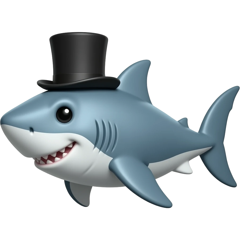 Shark with a top hat emoji