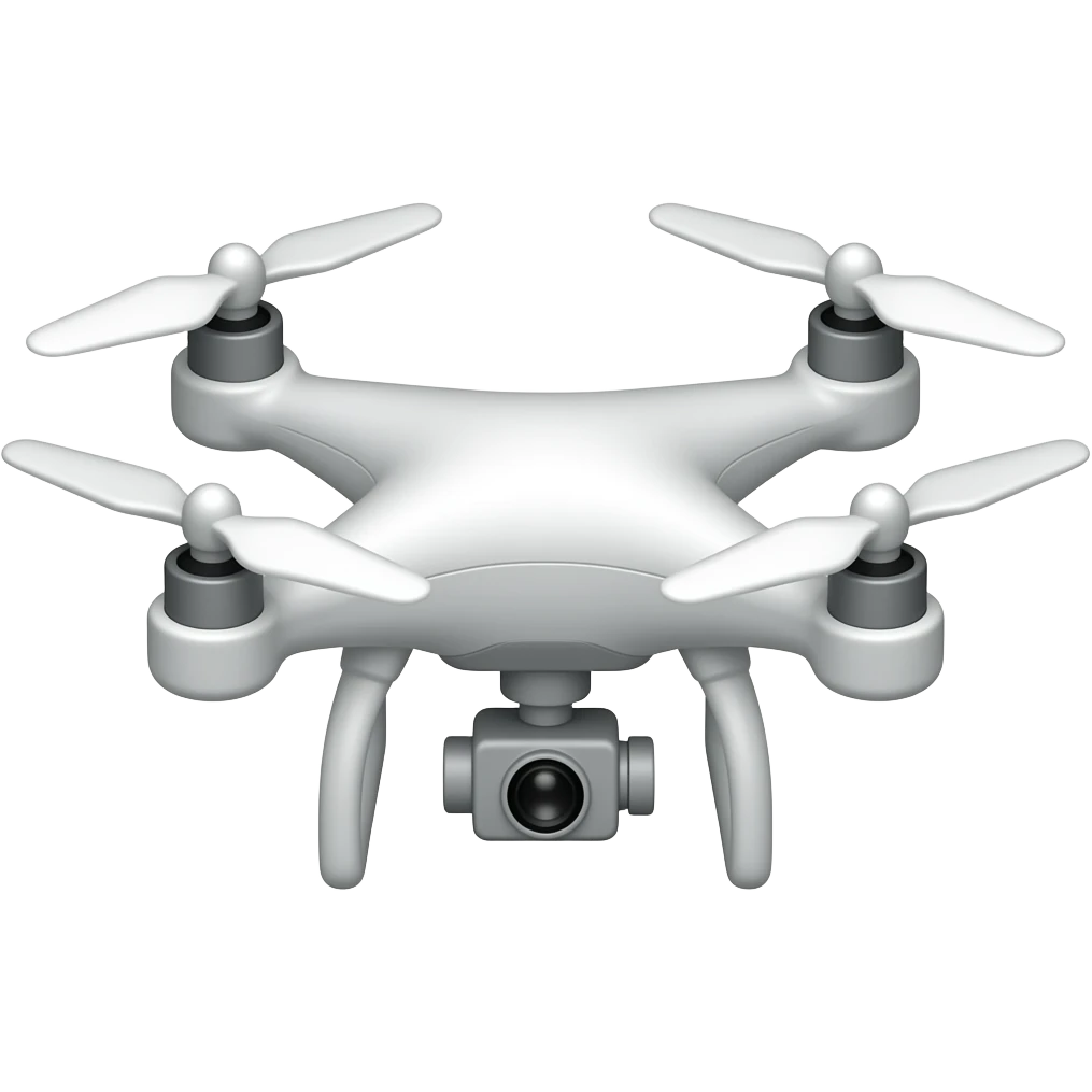 white quadcopter drone with no logos, brands, or words of any kind that is legible even at 18x18 pixel size and visually distinctive from all other emoji published in Unicode emoji