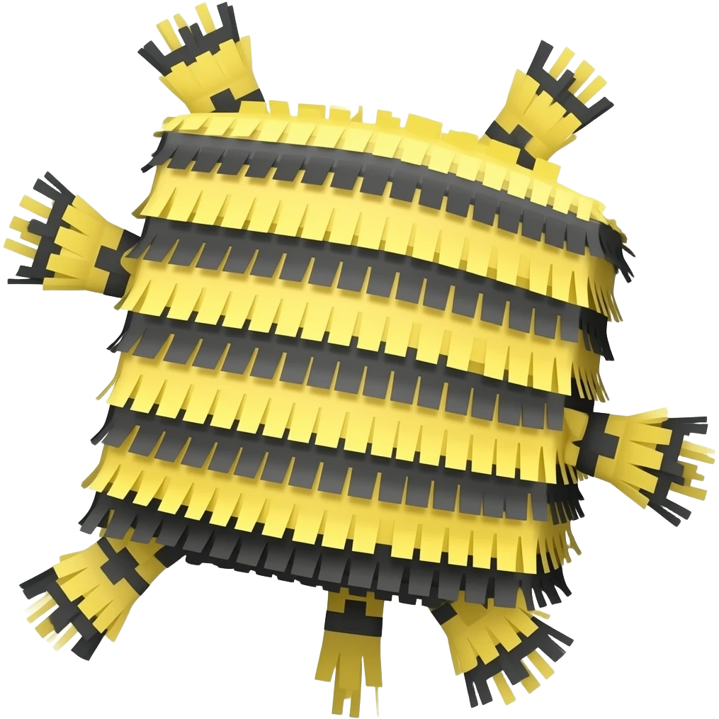 yellow and black box piñata exploding emoji