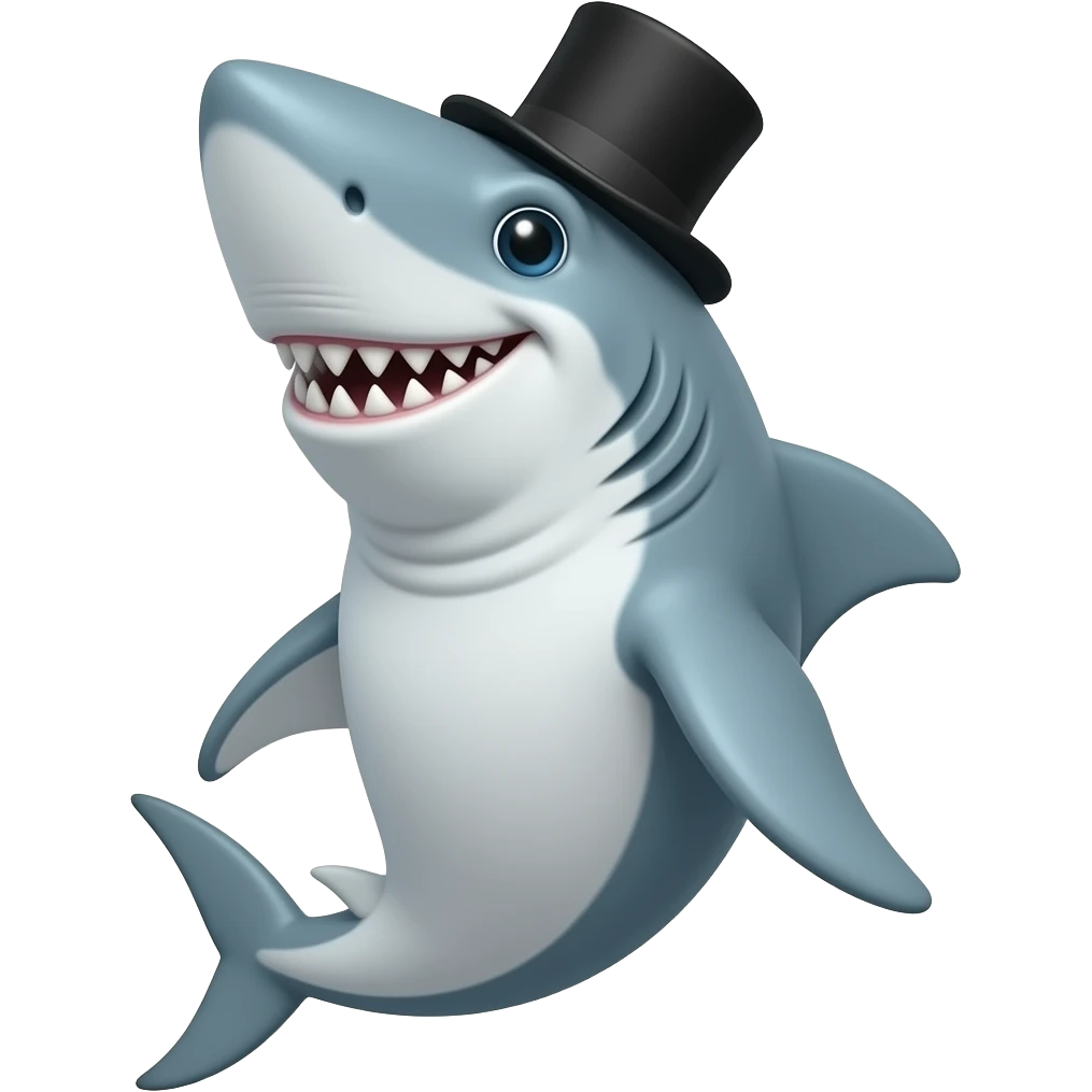 Shark with a top hat emoji
