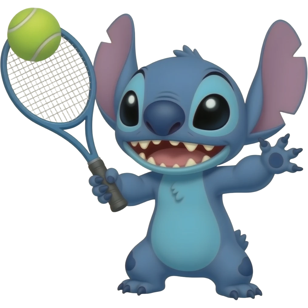 STITCH PLAYING TENNIS CLOSER TO ORIGINAL LOOK DISNEY STITCH emoji