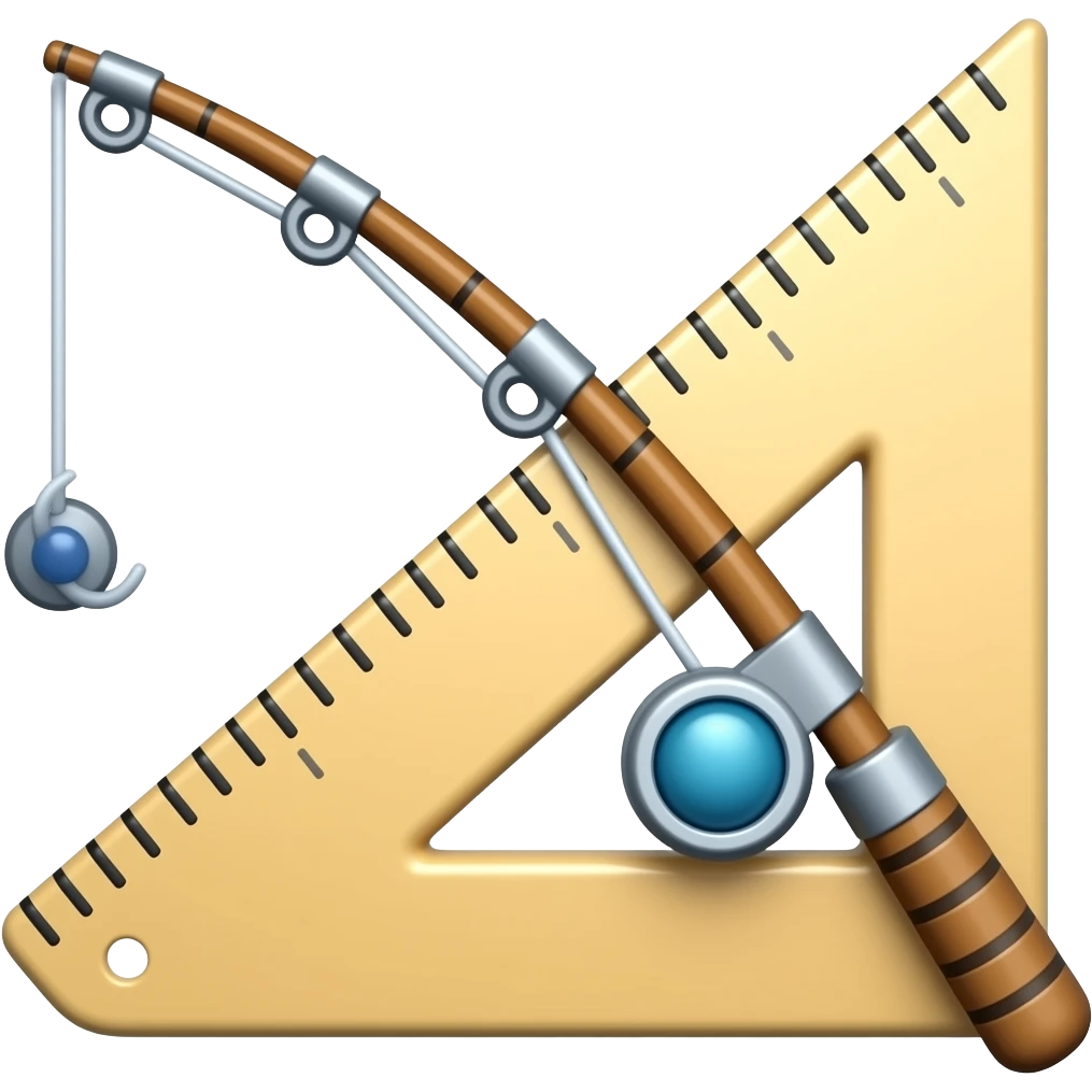cartoonish ruler and fishing rod emoji