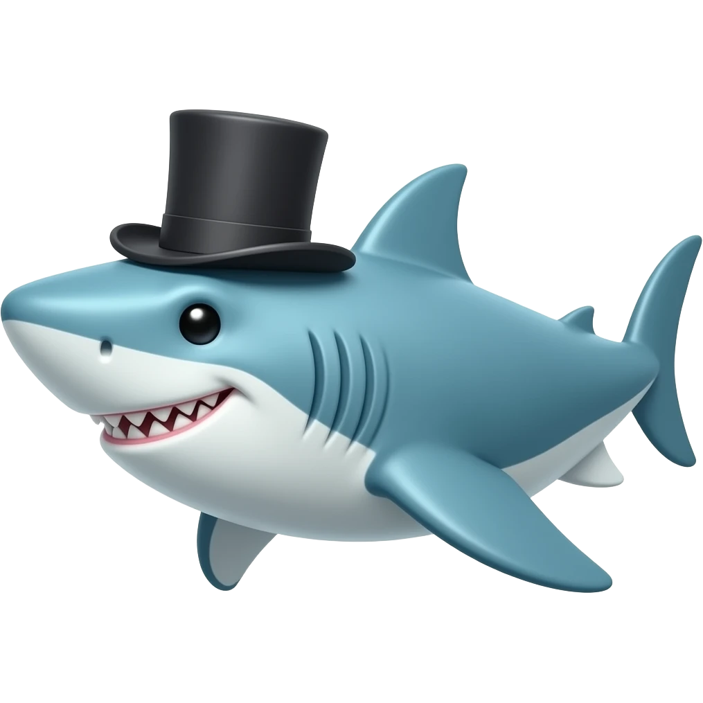 Shark with a top hat emoji