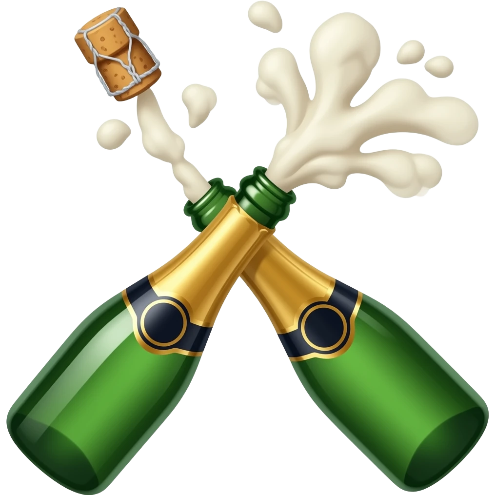 Bottle Champagne With Popping Cork White foam is pouring emoji
