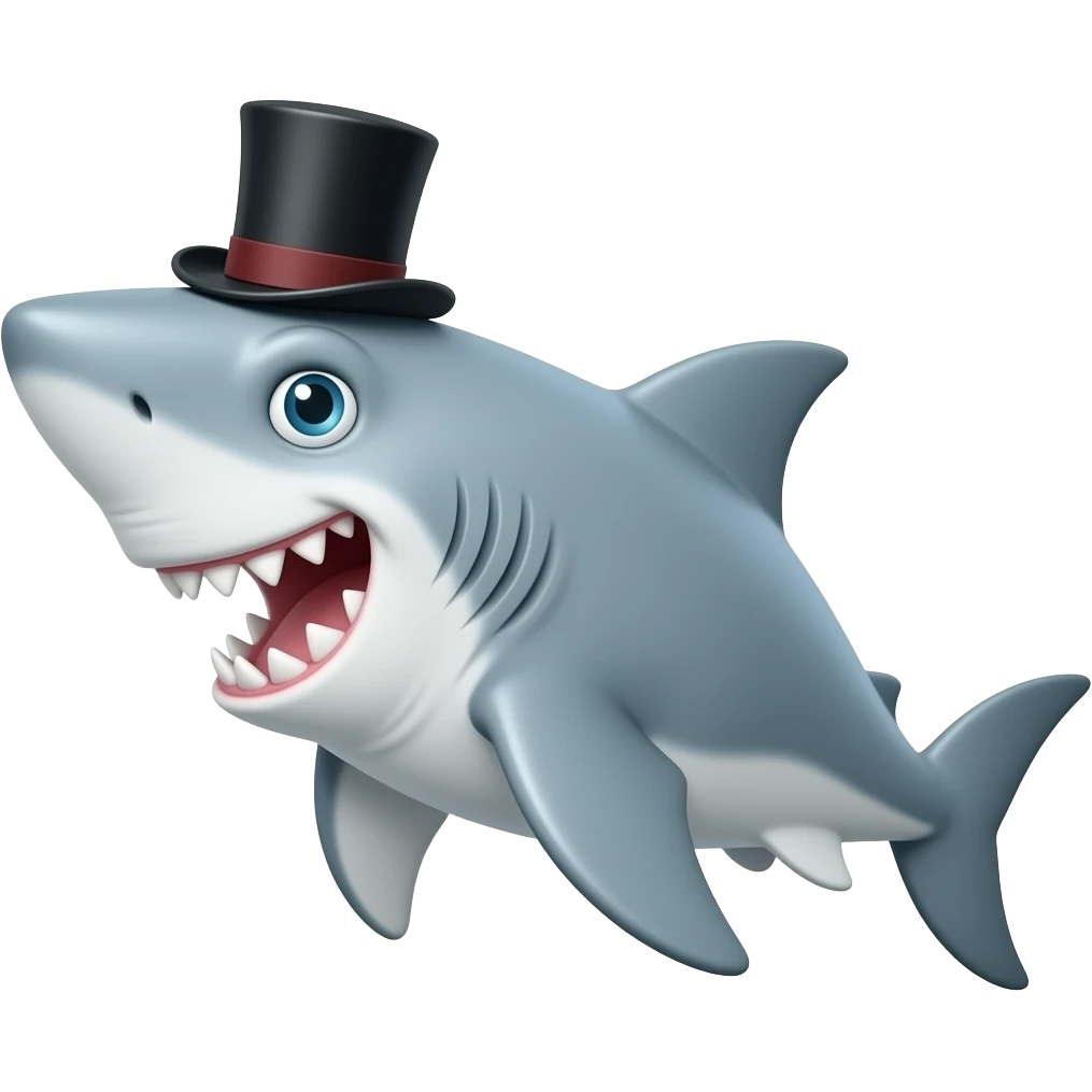 Shark with a top hat emoji