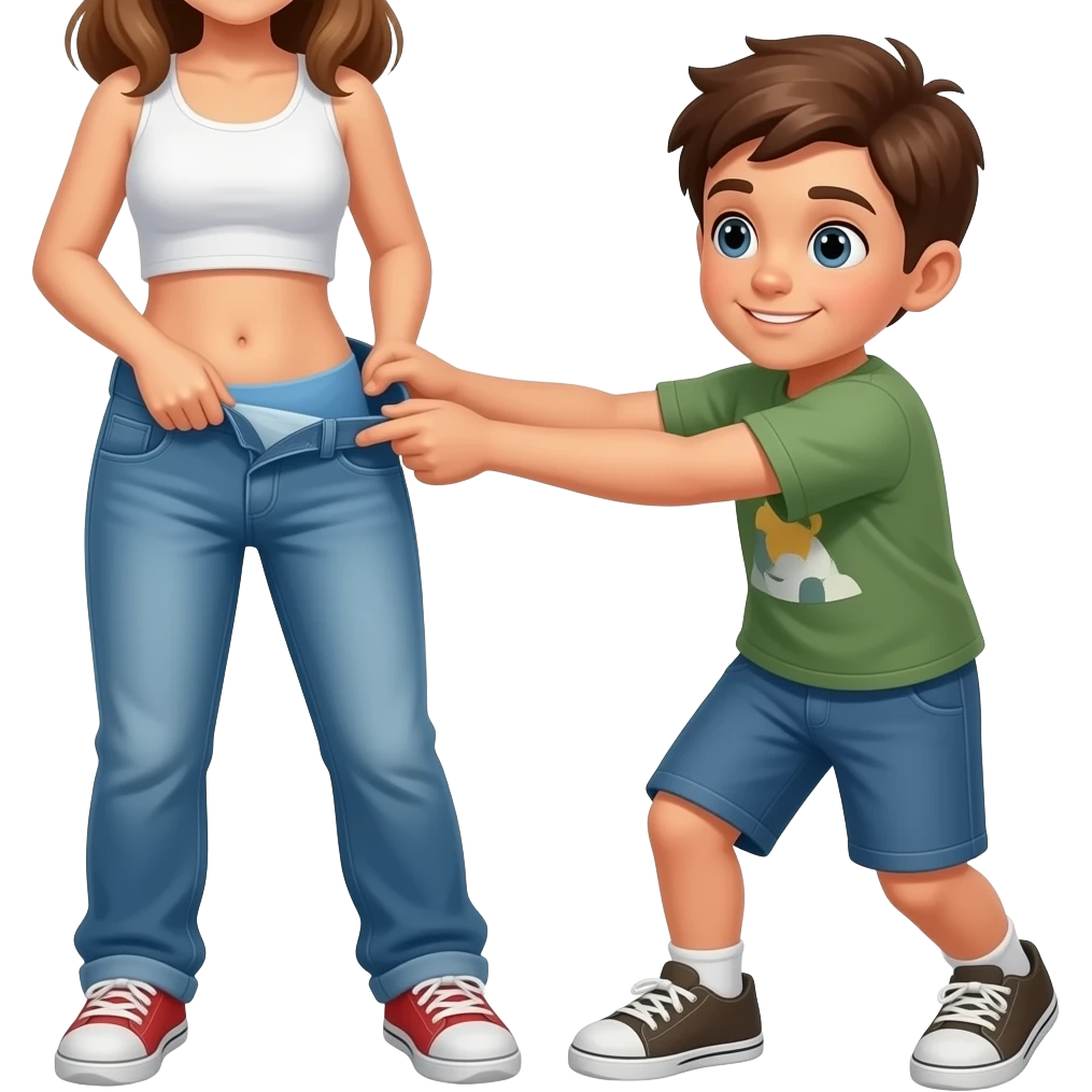 boy pulls girl pants down now down more down emoji