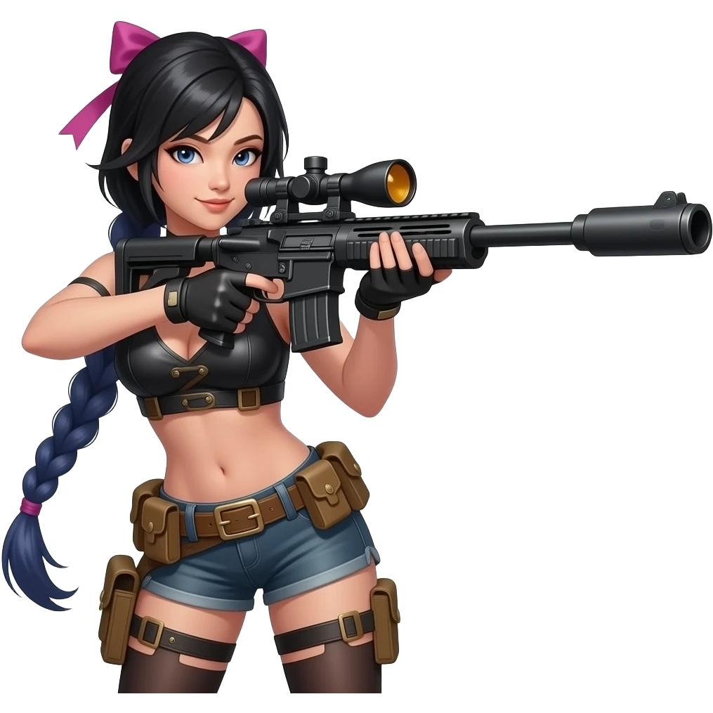 Caitlyn league  of legends  sniper gun shooting Chinese girl sexy emoji
