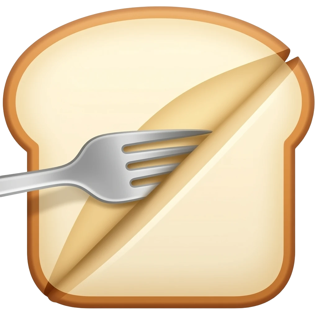 bread slice on a fork emoji