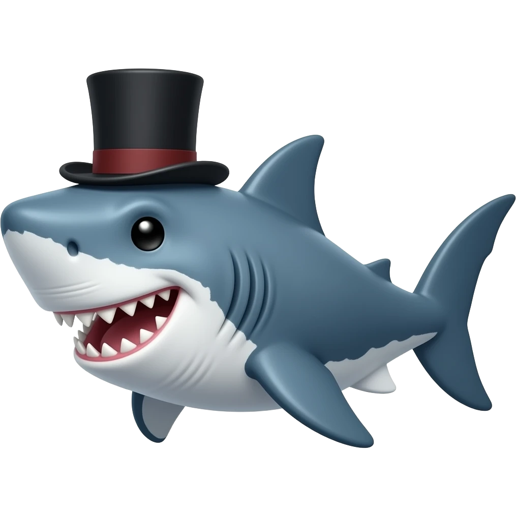 Shark with a top hat emoji