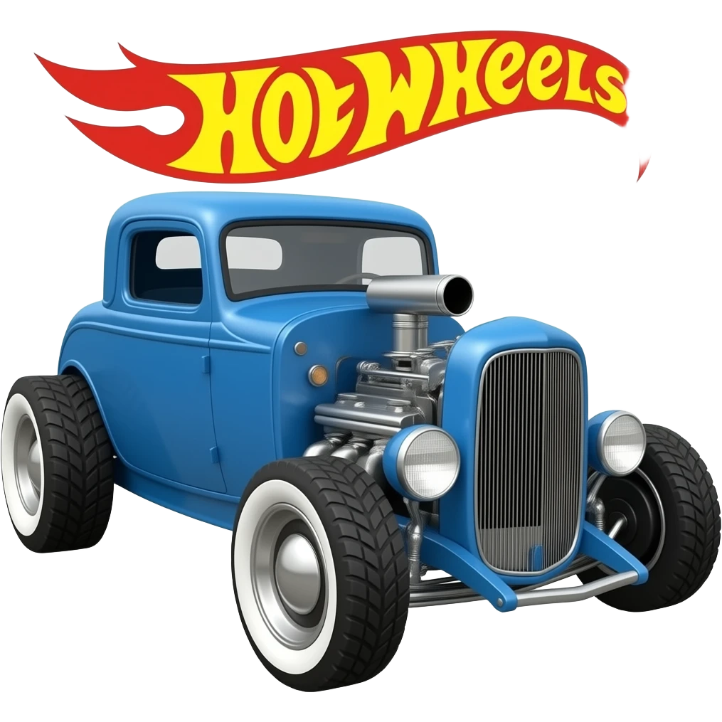 Hotwheels style blue hot rod emoji