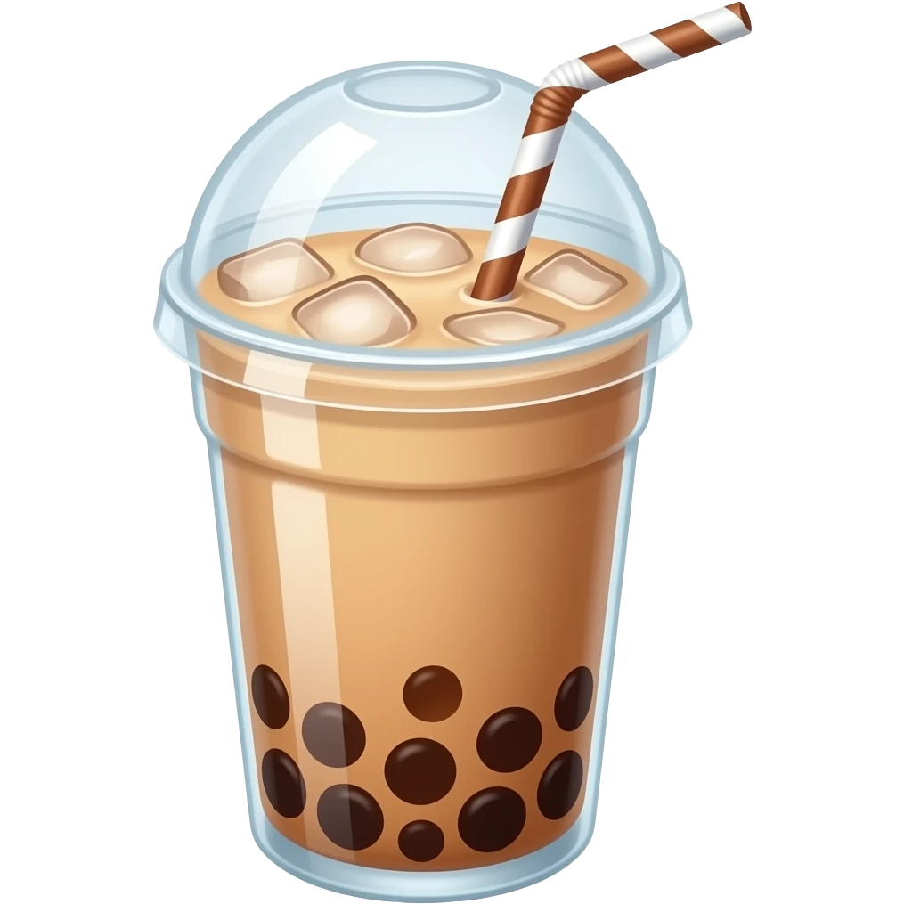 珍珠奶茶 大杯 要点冰块 需要吸管 emoji
