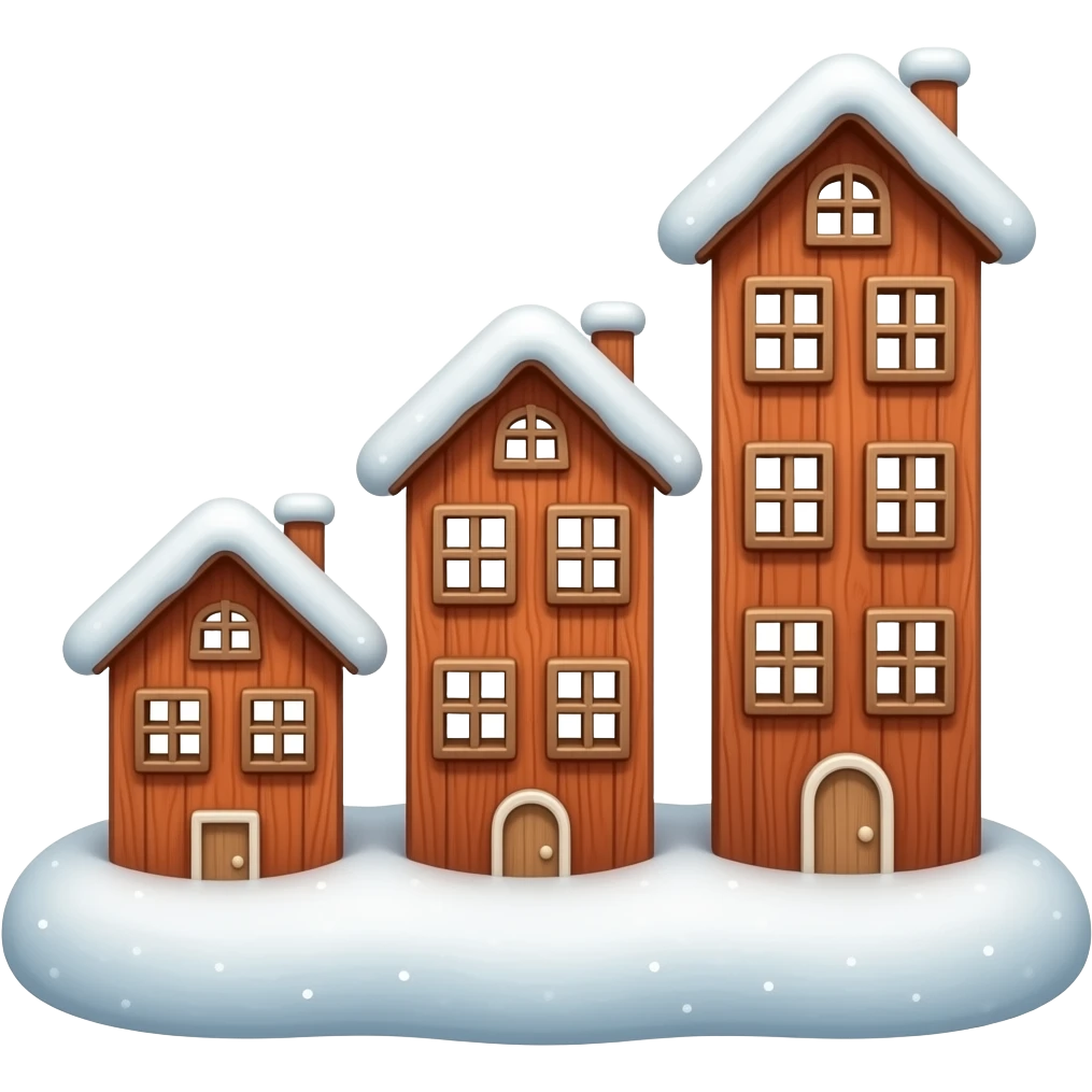 3 red wooden house ornaments，different hight，snow-covered roof emoji ...