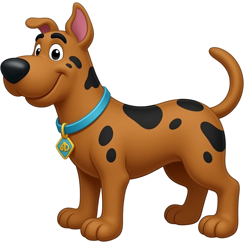 dog like scooby doo, cartoonish, without black spots, no neck belt emoji