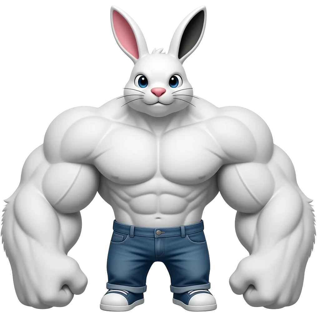 Un conejo blanco y negro mega fuerte emoji