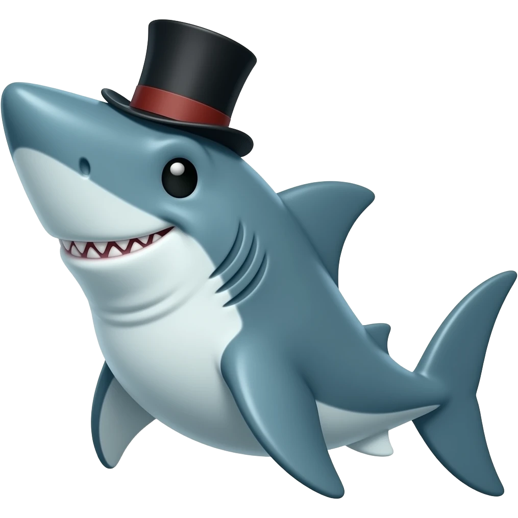 Shark with a top hat emoji