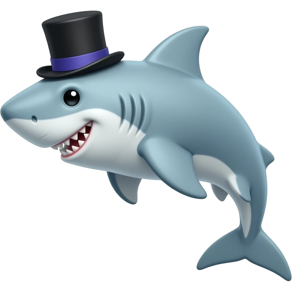 Shark with a top hat emoji
