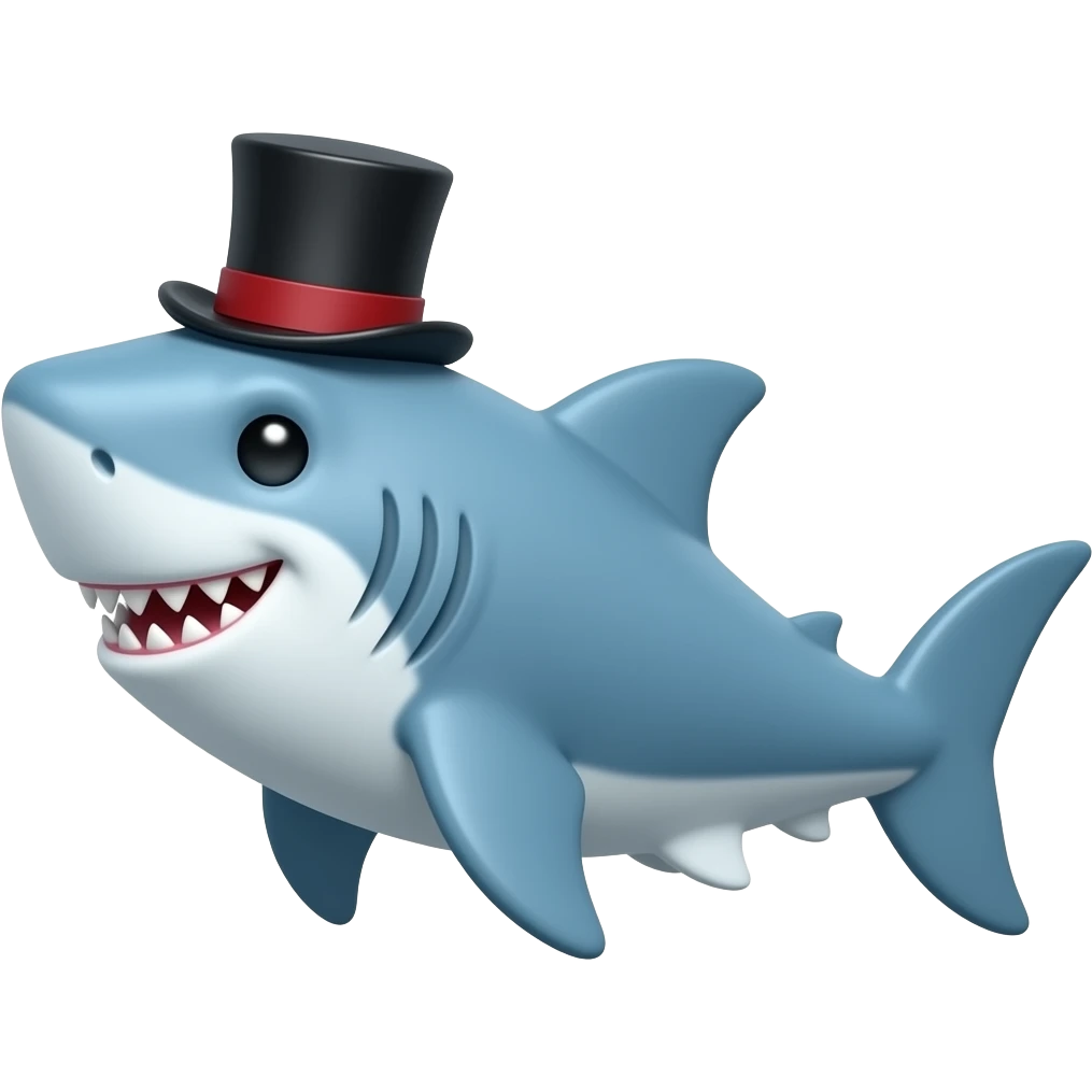Shark with a top hat emoji