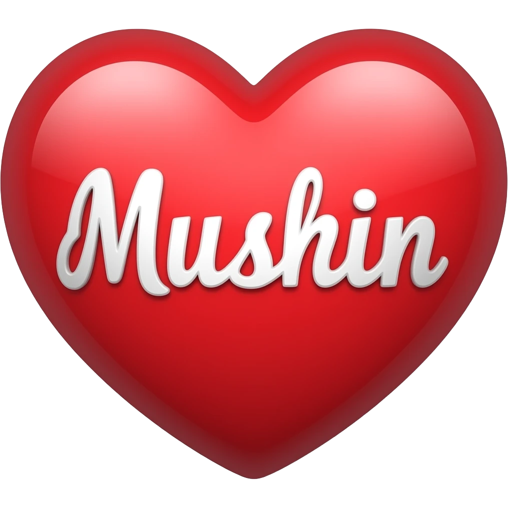 heart that is red ithe word Mushin reversed out in white emoji