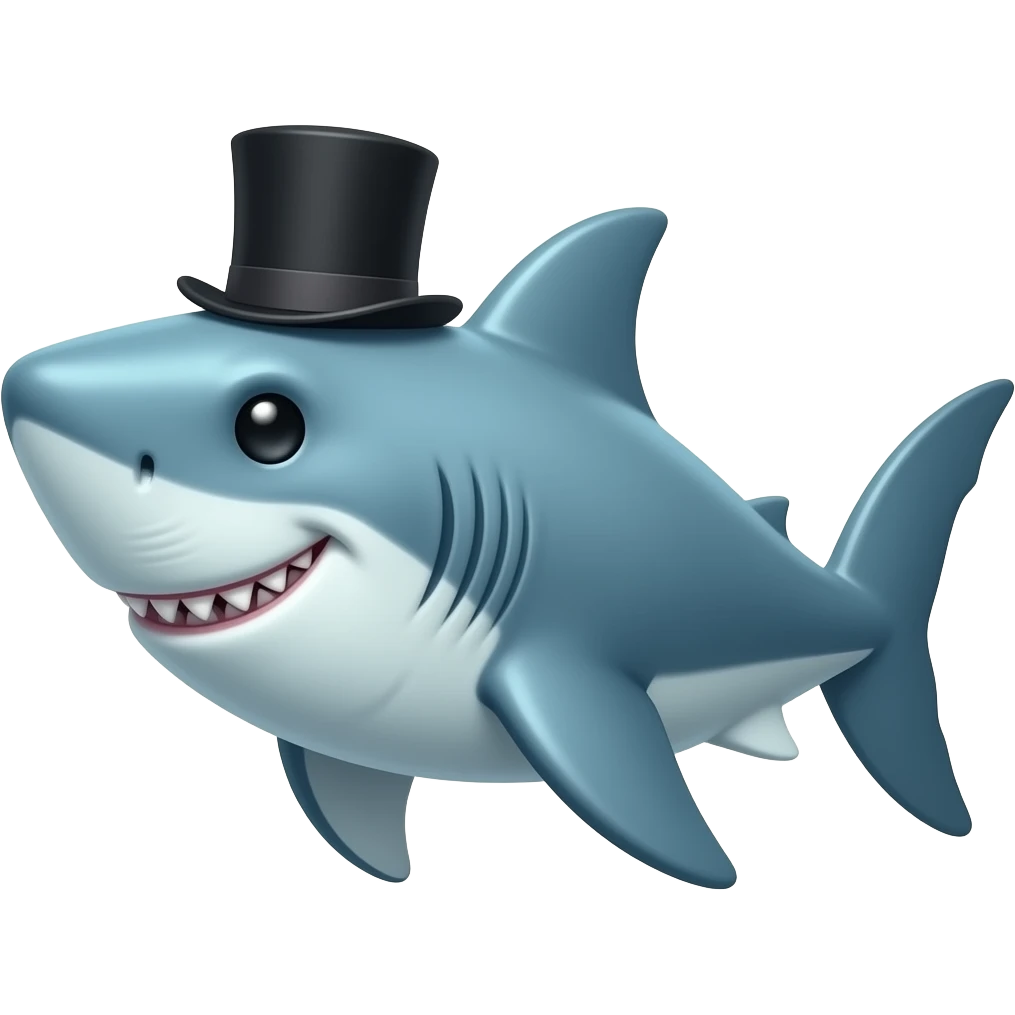 Shark with a top hat emoji